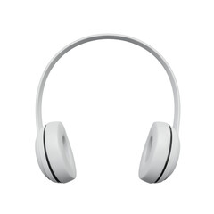 White Wireless Headphones For Music. Realistic 3D Render. Cut Out.