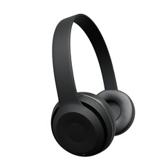 Black Wireless Headphones For Music. Realistic 3D Render. Cut Out.