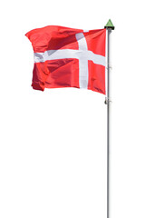 Danish flag on a pole on transparent background