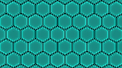 Hexagons in soft turquoise lighting