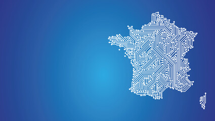 IT-Umriss von Frankreich auf blauem Hintergrund