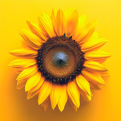 Sunflower with on yellow background. AI Generative