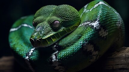 green snake on a branch