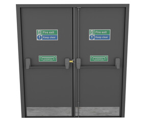3d rendering gray emergency double doors