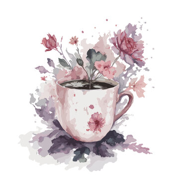 cup of coffee with flowers
