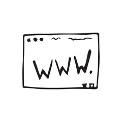 website. web. the site page. visual design. programming. Internet. find it on the internet. the company's website. vector image. on a white background. doodle. black color.