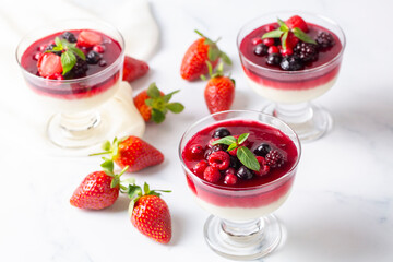 Dessert panna cotta with fresh berries