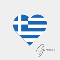 greece flag inside heart on gray background