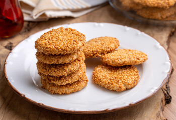 Ramadan sweets background. Cookies of El Fitr Islamic Feast. Egyptian cookies 