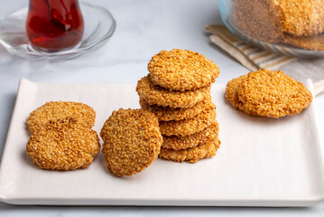 Ramadan sweets background. Cookies of El Fitr Islamic Feast. Egyptian cookies 