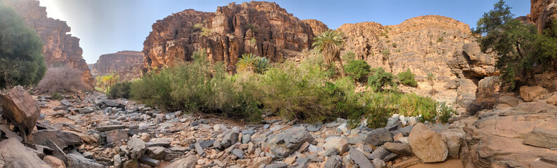 Hiking through the iconic Amtoudi canyon in the Anti-Atlas