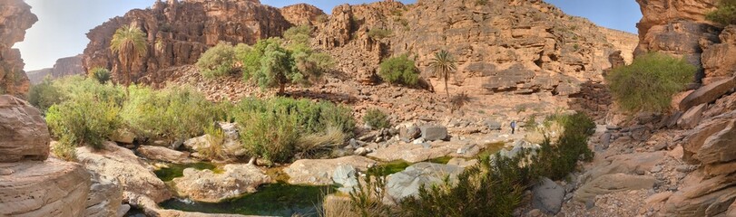 Hiking through the iconic Amtoudi canyon in the Anti-Atlas