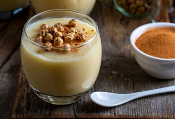 Traditional Turkish drink with roasted chickpea Boza or Bosa