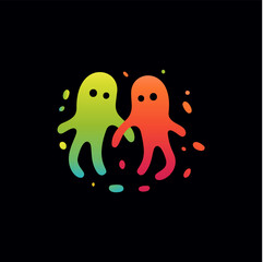 Logo1646Playful virus isolated icon. Colorful and childlike bacteria sign. Abstract logo Template for education and entertainment. Vector illustration.