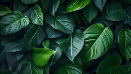 Tropical green leaves background. Generative ai
