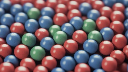 Fototapeta na wymiar An Artful Depiction Of A Daring Mix Of Red, Blue And Green Candy Balls