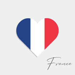 france flag inside heart on gray background