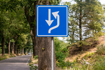 Dutch traffic sign diversion place on the right side of the road, you can make room for the...