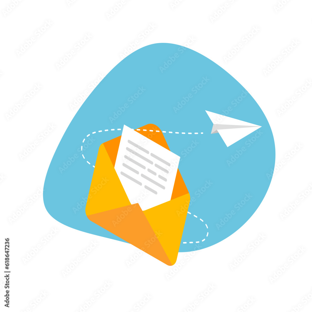 Aufkleber email marketing and messaging. concept of mail sending with paper plane. flying envelope. vector ill