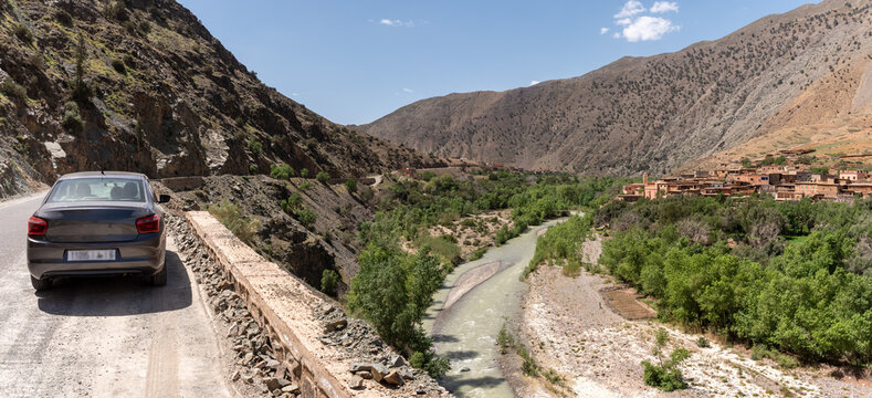 Picturesque village Douar Ouddift at the Tizi n'Test pass in the Atlas mountains