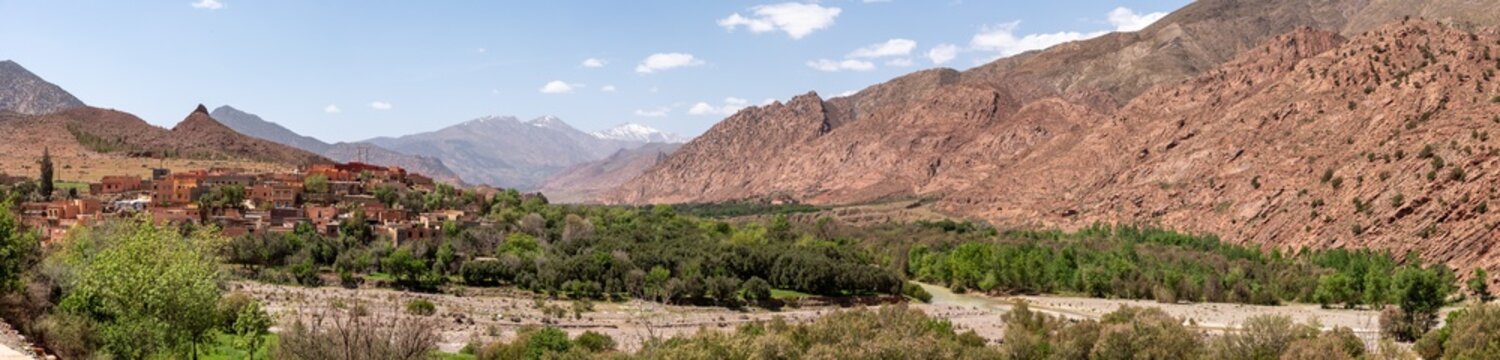 Picturesque village Douar Ouddift at the Tizi n'Test pass in the Atlas mountains