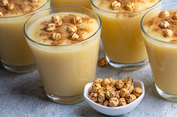 Boza or Bosa, traditional Turkish drink with roasted chickpea Boza or Bosa, traditional Turkish drink with roasted chickpea
