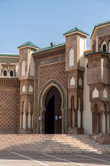 Fototapeta na wymiar Richly ornated Mohammed V mosque in downtown Agadir