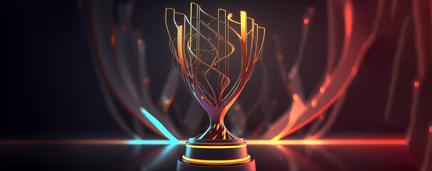 Cup winner. Background with blurred background. 3D rendering. Banner. Wallpaper. AI generated