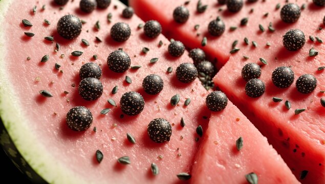 An Intriguingly Complex Picture Of A Sliced Watermelon With Seeds And Seeds