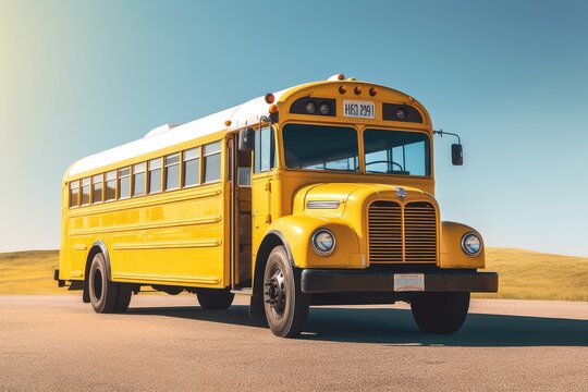 empty Old Yellow School Bus profesional photography ai generated