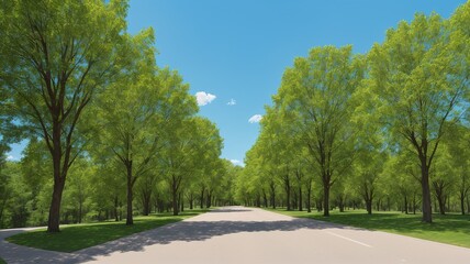 Obraz premium A Fascinating View Of A Tree Lined Road With A Paved Street