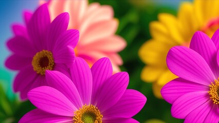 An Intriguingly Complex Picture Of A Bunch Of Flowers With A Blue Sky In The Background