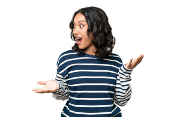 Young Argentinian woman over isolated background with surprise facial expression