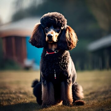 a Poodle dog seting , nice backround , 