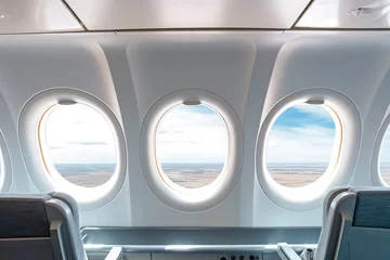 Fototapeten inside airplane show windows profesional photography ai generated © NikahGeh