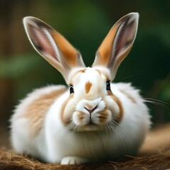A rabbit its soft, fluffy fur and delicate features ,has a compact and agile body,Atop its head sit a pair of long, expressive ears , various colors, realistic picture .
