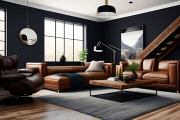 Fototapeta na wymiar living room interior design, industrial look.