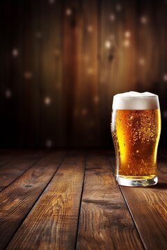 glass of beer background and empty space for text, generative ai