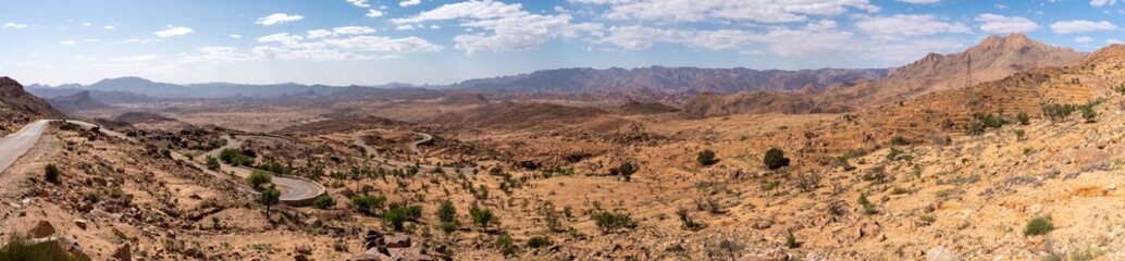 Fototapeta na wymiar Great panoramic view on Tafraoute valley in the Anti-Atlas mountains