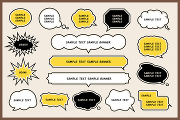 Simple line art / dialog callout design sets, frames, frames, illustrations Changeable line width