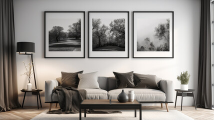 An image of a natural and eco-friendly wooden picture frame mockup, showcasing its raw and unfinished texture, against a plain earthy brown wall background, 3D mock-up, Created with AI