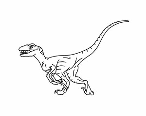 Velociraptor dinosaur vector illustration. Dinosaur coloring book. Wildlife lover.