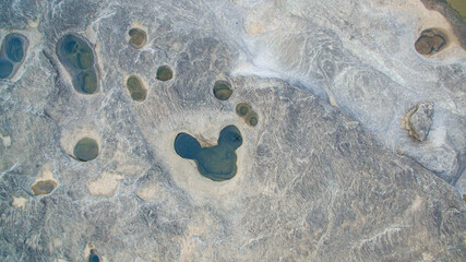 aerial photography around grand canyon in Mekong river. .3000 bok mean 3000 holes,holes eroded into...