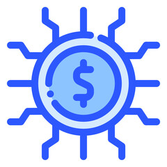digital currency icon in bluetone style