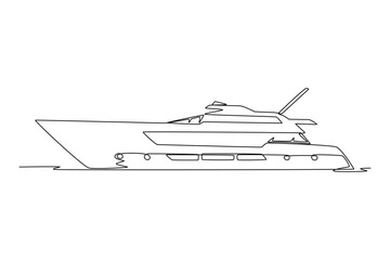 Continuous one line drawing Ocean travel transportation concept. Single line draw design vector graphic illustration.