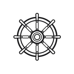 Obraz premium Pirate ship flag anchor, life buoy, ship steering wheel