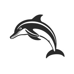 Naklejka premium dolphin, sea wildlife animal, vector graphic, black and white