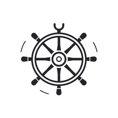 Obraz premium Pirate ship flag anchor, life buoy, ship steering wheel