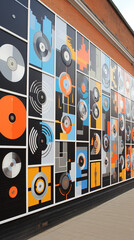 abstract wall of records