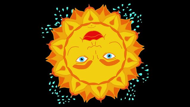 Sole estivo con caldo torrido in animazione